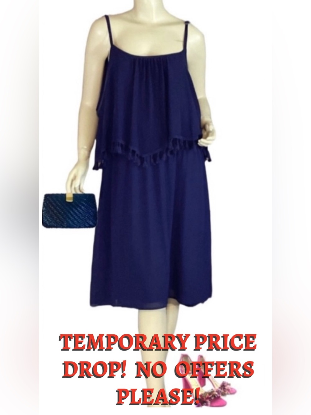 EYESHADOW NAVY BLUE POP OVER DRESS W/TASSELS (2X)